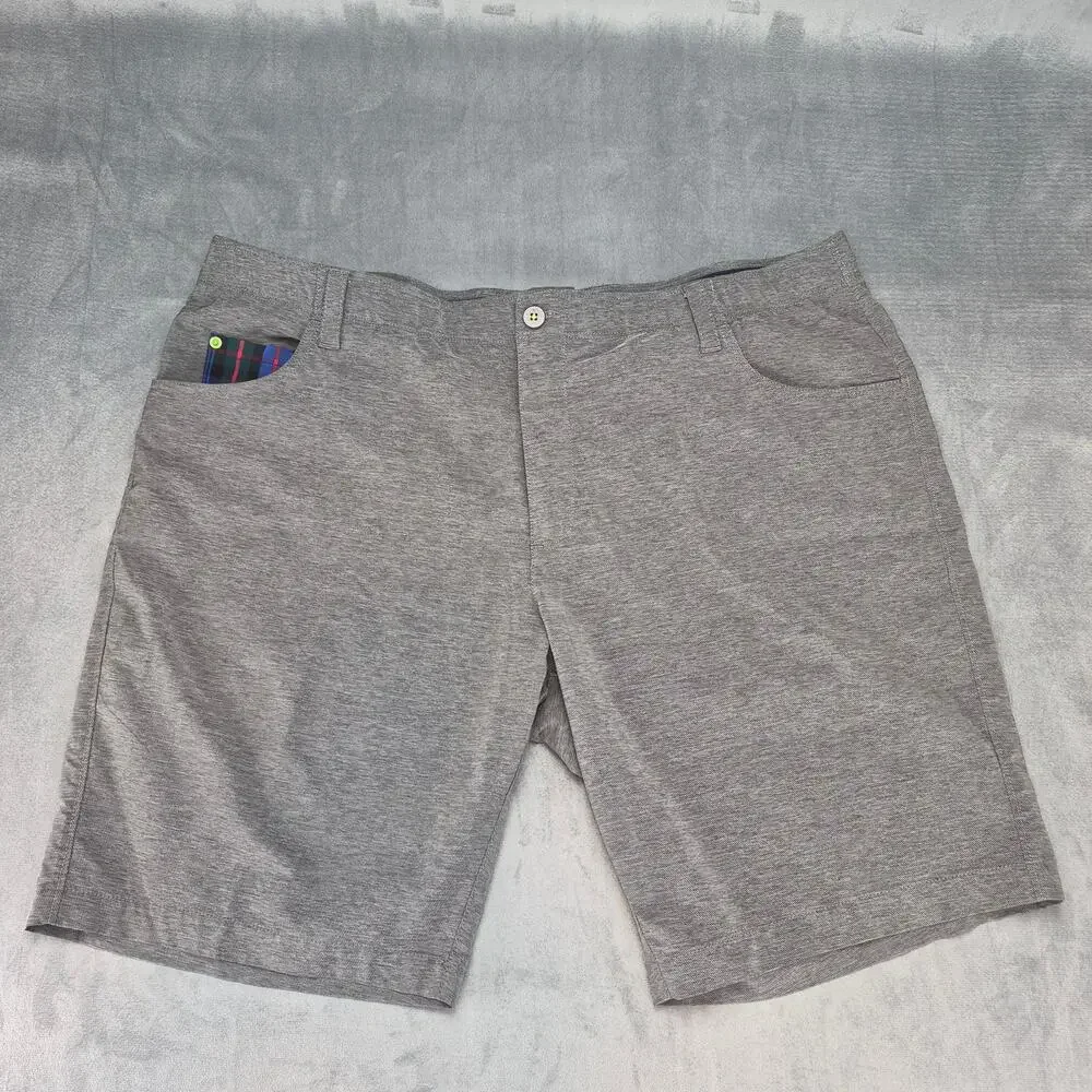 William Murray Mens 40 Straight Fit Stretch Golf Performance Shorts Gray Tartan